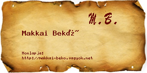 Makkai Bekő névjegykártya